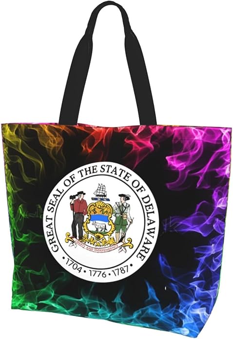 Seal of Delaware Large Reusable Eco-friendly Shopping Bags Portable Storage Handbag