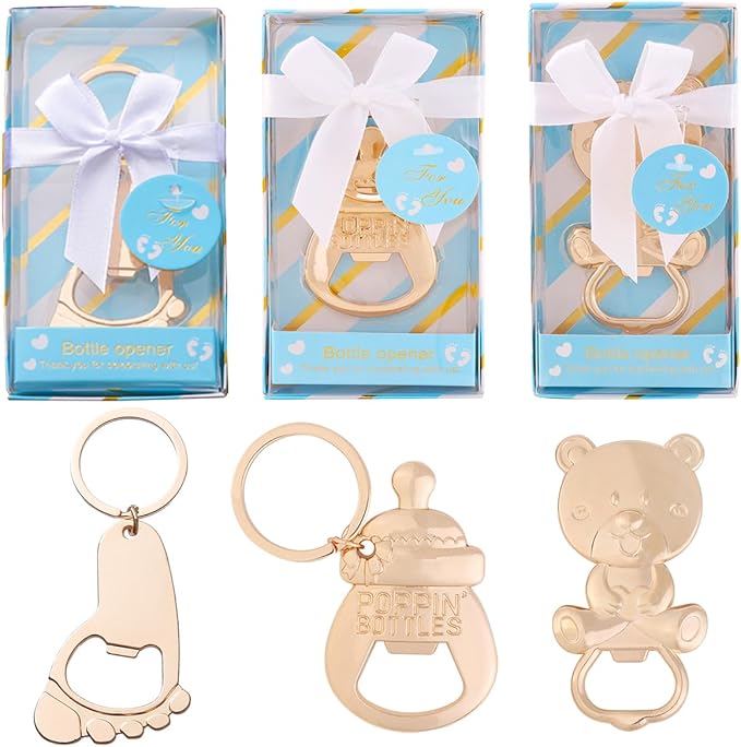 24 pcs Bear Bottle Opener Baby Shower Favors,Baby Shower Return Gifts for Guest Baby Shower Souvenir Supplies Parent to Be Party Souvenirs Gift with Exquisite Packaging Decorations (24, Blue-M)