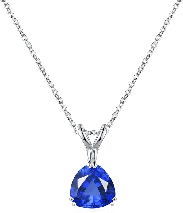 Turandoss S925 Sterling Silver Birthstone Necklaces for Women, Dainty 925 Sterling Silver 12 Months Triangle Birthstone Pendant Necklace Silver Jewelry Birthday Gifts for Teen Girls