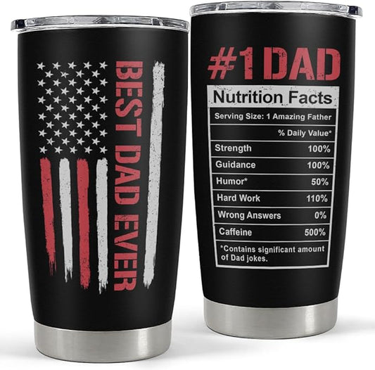 Dad Gifts, Best Dad Ever 20oz Insulated Tumbler with Lid Double-wall Insulated Stainless Steel Mug - Coffee Cup for Outdoor Travel Sport Office, Gift for Birthday Father’s Day
