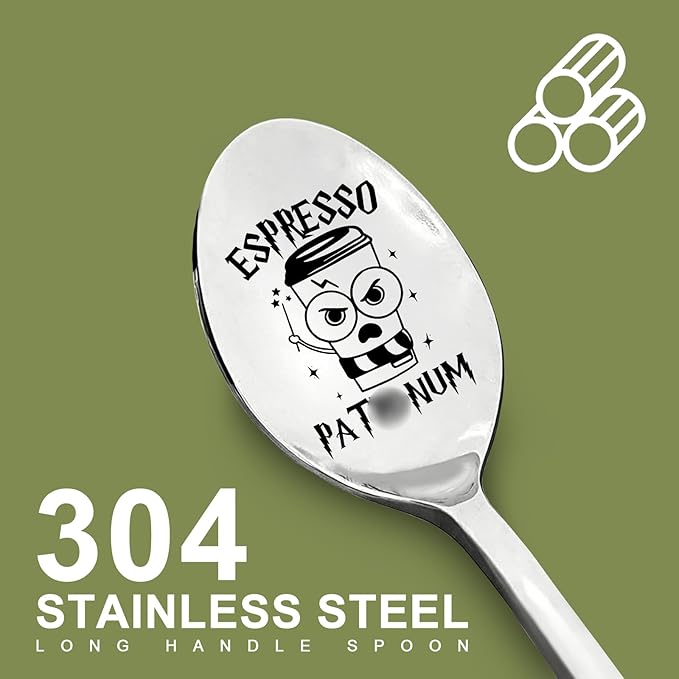 Funny Stainless Steel Spoon for Coffee Lovers Bookworms Birthday, Valentine's Day, Christmas Thanksgiving Graduation Housewarming Gifts, Unique Idea Gift