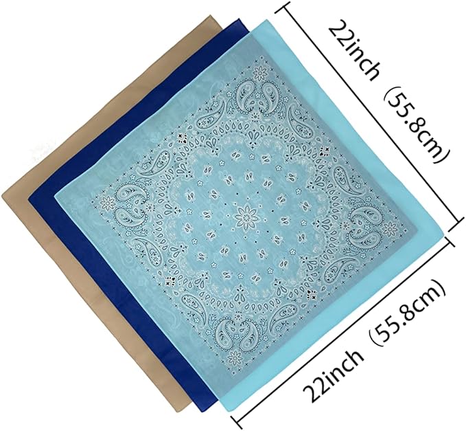6 Pack 12 Pack Bandanas 2 Sides Printed 22inch Unisex Cowboy Kerchiefs