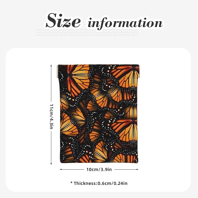 Coin Purse Orange Monarch Butterflies Leather Squeeze Coin Purse Mini Pouch Change Wallet Bag Gifts for Women Kids Girls Key Holder