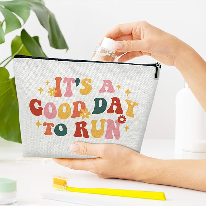 Groovy Running Gifts Makeup Bag, Gifts for Women, Marathon Lovers, Sports Accessories for Women, It's a Good Day to Run Cosmetic Bags for Purse