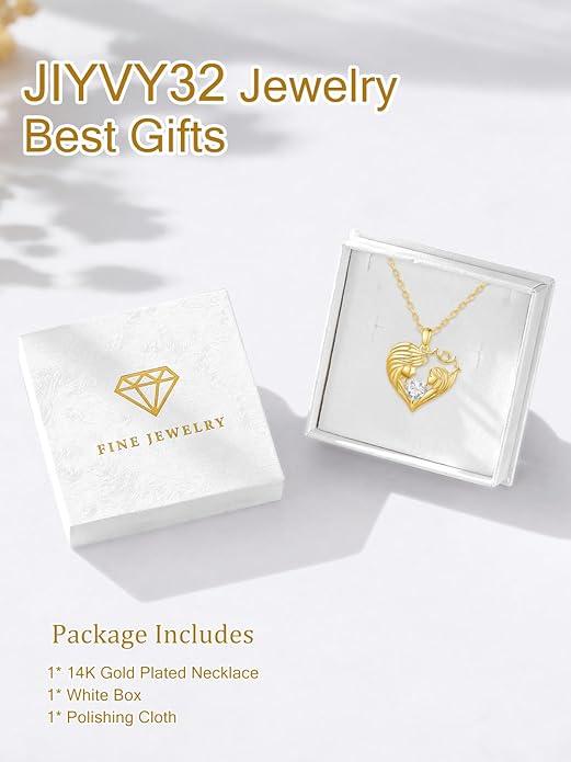 Mother and Daughter/Son Love Heart Necklace White Gold/14K Gold/Rose Gold Birthstone Jewelry Christmas Mothers Day Birthday Gifts For Mom Wife Grandma Women