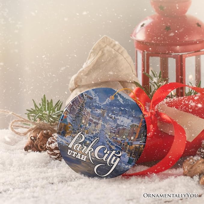 Culturally Artistic Park City Ceramic Ornament, Utah Picturesque Mountain Town Christmas Souvenir (Version 1)
