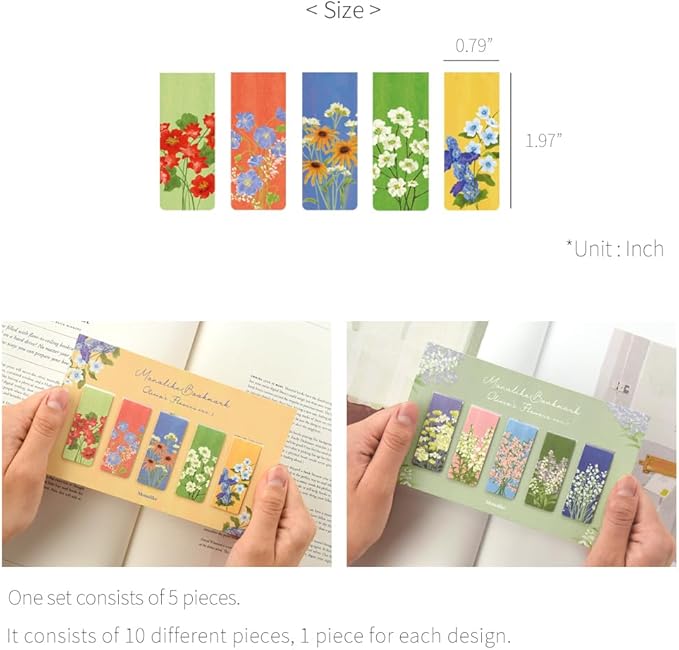 Magnetic Bookmarks Set - A (Olivia's Flowers ver.3 + ver.4)
