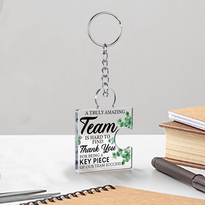 Team Appreciation Gifts for Employee Coworker Staff Bulk, Teamwork Thank You Gift Set Puzzle Piece Acrylic Keychains