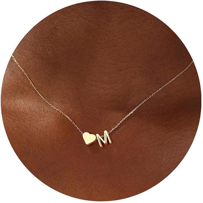 Turandoss Valentines Day Gifts for Kids Teen Girls - Dainty 18K Gold Plated Heart Initial A-Z Pendant Necklace Trendy Jewelry Heart Necklaces Birthday Valentines Day Gifts for Girlfriend Wife Women