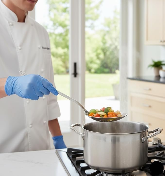 Chef Kunz Perforated Spoon | 18/10 Stainless Steel Plating 9 Inch Basting Quenelle Serving Plating Spoon (Perforated)