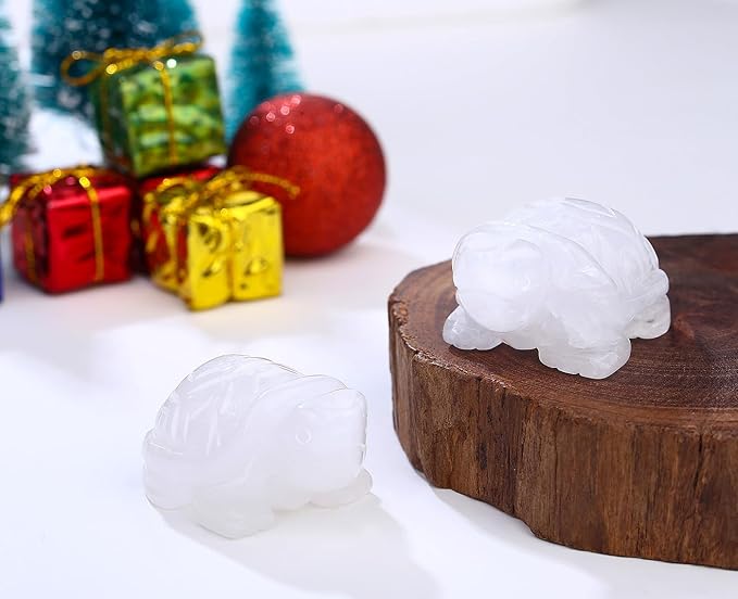 DUQGUHO 2" Travel Turtle Gift Decor Crystals Figurines Clear Quartz Crystal Best Turtles Travels Gifts for Women Traveling Travelers Cute Decorations
