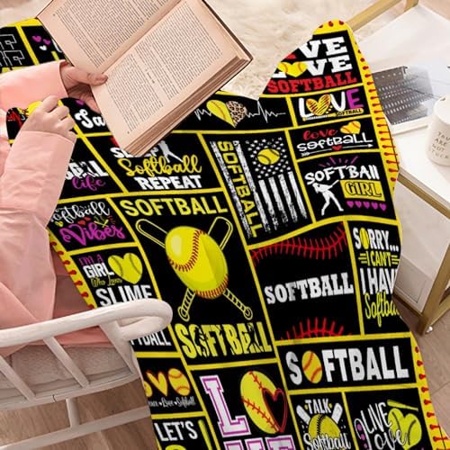 Softball Blanket - Softball Gifts for Teen Girls Throw Blanket - Softball Decor Blanket for Couch Bed Sofa - Softball Stuff Gift for Softball Lovers/Coach/Team - 30"x40"-Toddlers/Pets Size - Image 4