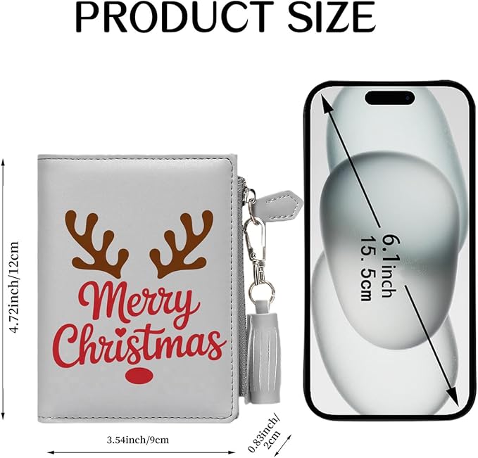 GEEAD Custom Design Small Wallets for Women Bifold Slim Coin Purse Zipper ID Card Holder for Christmas