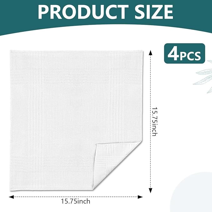 SenseYo Men's Handkerchiefs, 100 Soft Cotton White Handkerchiefs for Men