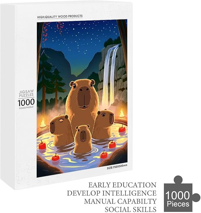 Jigsaw Puzzles for Adults 1000 Piece - Cute Capybara Wooden Puzzles, Funny Puzzles，Unique Gifts for Wall Art，Family Puzzles，Educational Games，Challenge Puzzles