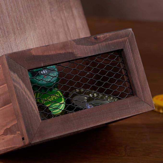 Bottle Opener with Cap CollectorCatcher,Vintage Wooden Wall Mounted Bottle Opener, Ideal Gift for Men and Beer Lovers, Use as Bar Decoration.