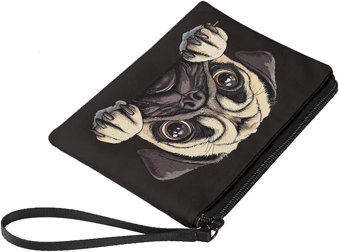 Dolyues Cute Pug Womens Coin Purses Trendy Money Pouch For Women Black Kids Zipper Coin Pouch Coin Purse With Wristlet Coin Holders
