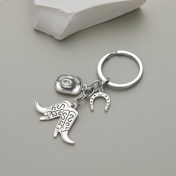 PHAETON 20PCS Hat Boot Horseshoe Keychain Western Cowgirl Keyring Equestrian Keychain Horse Lover Gift for Cowboy, Gift for Cowgirl, Cowboy Key Ring
