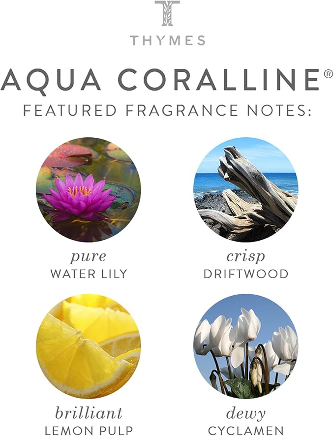 Thymes Home Fragrance Mist – Room Air Fresheners for Home Long Lasting – Air Freshener Spray – Premium Home Fragrance – Notes of Water Lily, Crips Driftwood, & Lemon Pulp (Aqua Coralline, 3 oz)