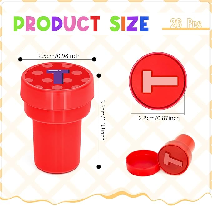 Cinrobiye 26 Pcs Alphabet Stamper, A-Z Letter Stamp Set for Classroom Rewards Birthday Party Favors Preschool Learning Crafts Goodie Bag Fillers pinata