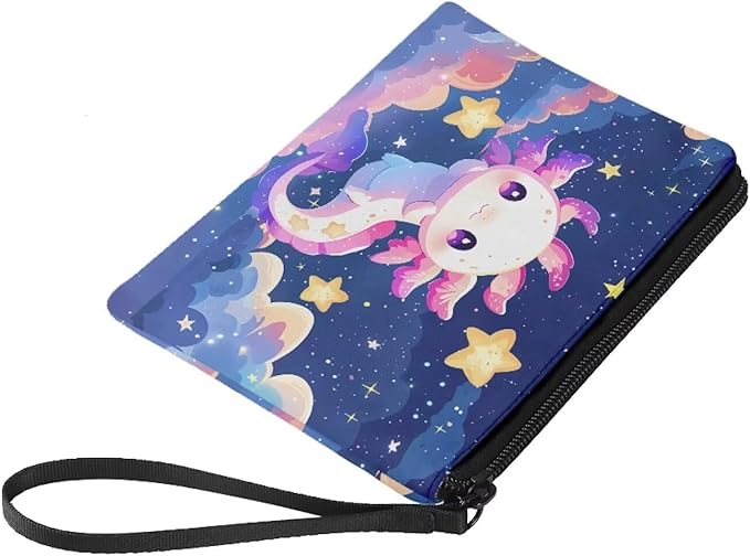 Dolyues Axolotl Coin Purse Wallet Change Pouch Key Holder Cute Women Money Bag Zipper Makeup Bag for Women Gift