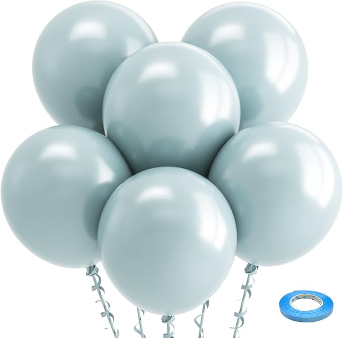 Bezente Dusty Blue Balloons 18 Inch - 30 Pack Large Thick Blue Balloons Big Round Slate Latex Balloons for Bridal Shower Wedding Birthday Party Decorations