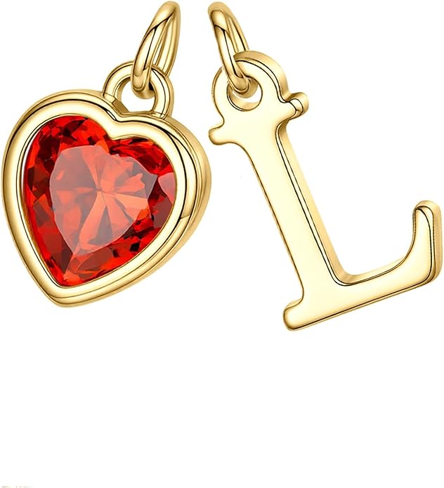 Turandoss Valentines Day Gifts for Her Trendy, Dainty 14K Gold Plated Initial A-Z Heart Birthstone Pendant Necklace Personalized Bridesmaid Birthday Valentines Jewelry Gifts for Women Girls