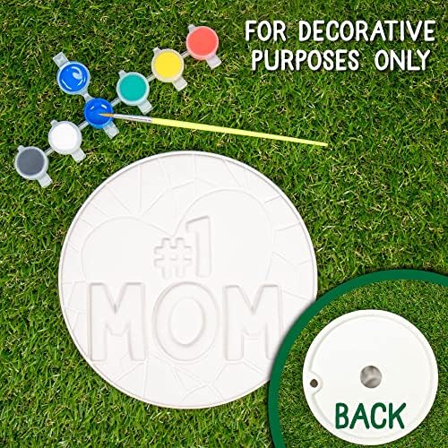 Creative Roots Paint Your Own #1 MOM Stepping Stone, Craft Kits for Kids, Ceramics to Paint, Ages 6+ - Image 3