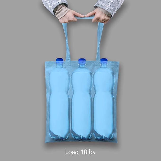 TOPDesign 12-Pack Economical 16"x15" Baby Blue Cotton Tote Bag, Lightweight Medium Reusable Grocery Shopping Cloth Bags, Suitable for DIY, Advertising, Promotion, Gift, Activity