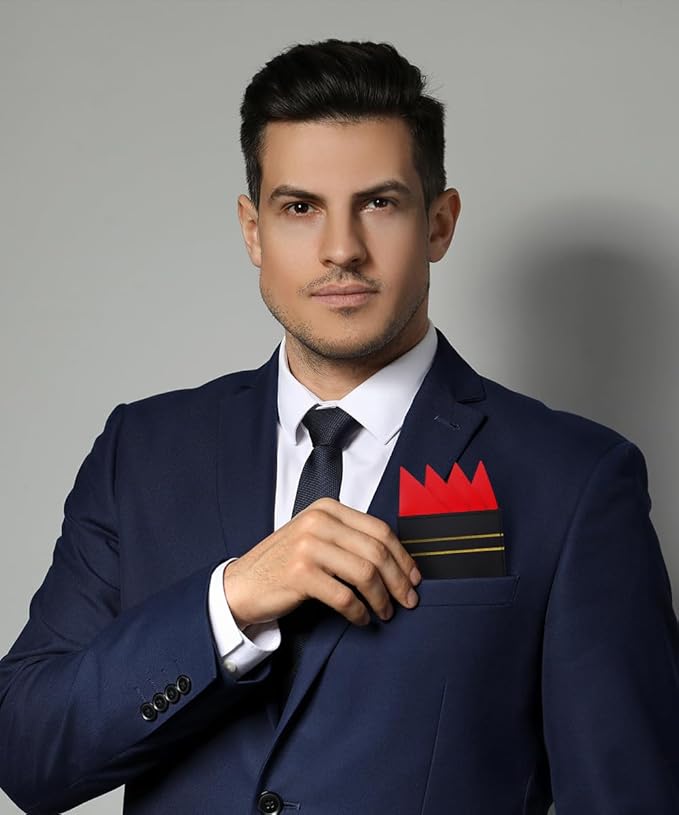 Premium Pre-Folded Four-Point Suit Pocket Square for Men with Sewn Pocket Fold