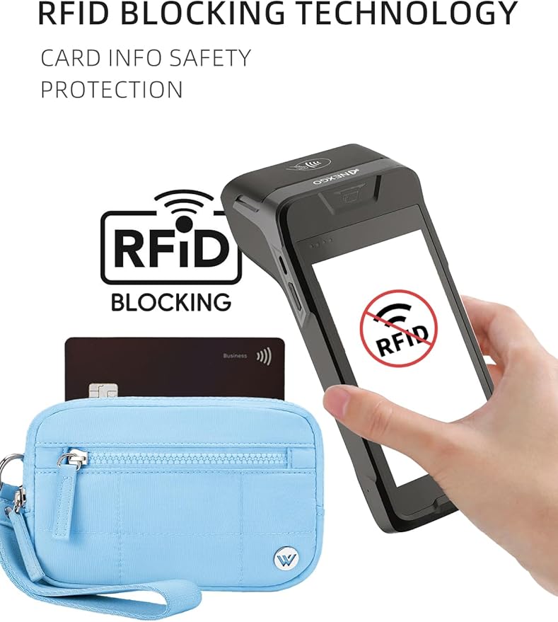 WESTBRONCO Wristlet Wallets for Women Nylon Quilted RFID Wallet with 3 Zipper Purse for Travel