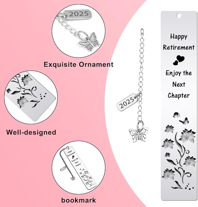 Quimoy Happy Retirement Bookmark 2025, Best Gifts for Retirement, Retirement Gift for Woman Coworker Employee Boss Leader Friends Retired Teacher Nurse, Funny Retirement Gifts for Book Lovers