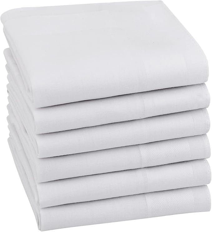 HOULIFE Men's Cotton Handkerchiefs, Solid Color 60S Soft Cotton Hankies for Men Women 6/12PCS 15.7"×15.7"
