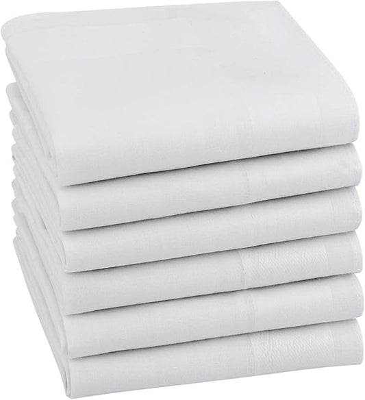 HOULIFE Men's Cotton Handkerchiefs, Solid Color 60S Soft Cotton Hankies for Men Women 6/12PCS 15.7"×15.7"