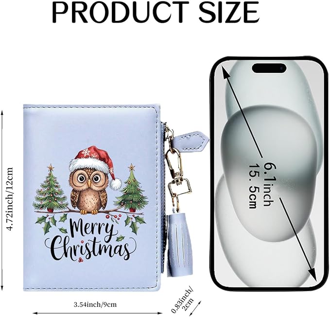 GEEAD Custom Design Small Wallets for Women Bifold Slim Coin Purse Zipper ID Card Holder for Christmas