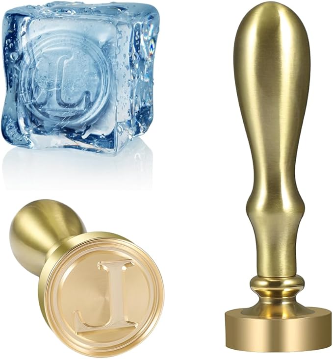 Ice Cube Stamp for Cocktails Ice Stamp Brass Head with Handle, Ice Branding Stamp for Ice Cubes Cocktail Whiskey Drinks Party Wedding Making DIY Crafting (Letter L)