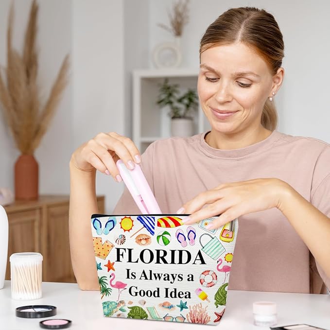 Florida Travel Makeup Bag, Florida Girl Gift, Travel Vacation Gift Pouch, Trip Souvenirs, Travelling Lover Cosmetic Bag for Purse