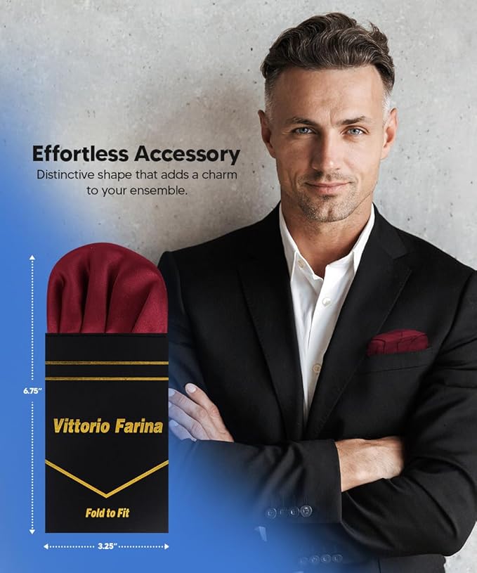 Premium Pre-Folded Four-Point Suit Pocket Square for Men with Sewn Pocket Fold