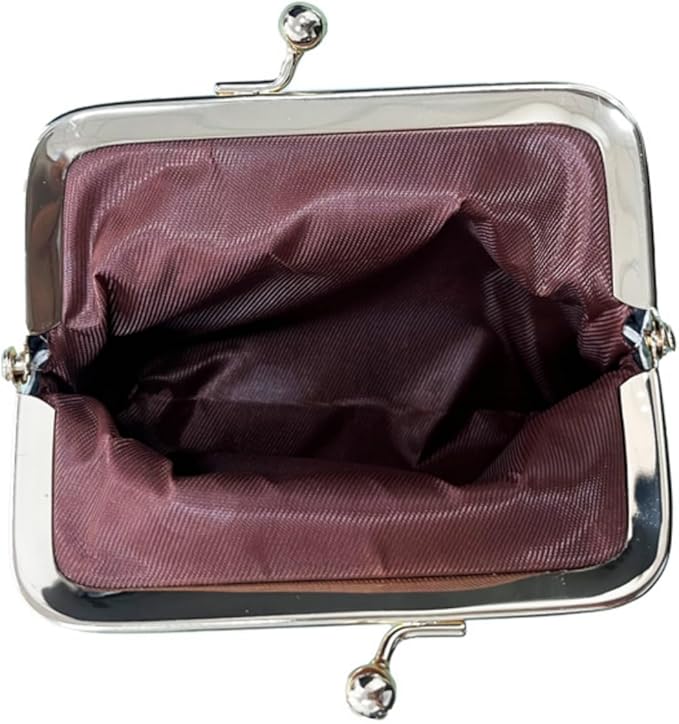 Coin Purse Vintage Bag Lock Wallet Buckle Kiss Lock change purse change holder wallet coin Leather coin wallet(B pink)