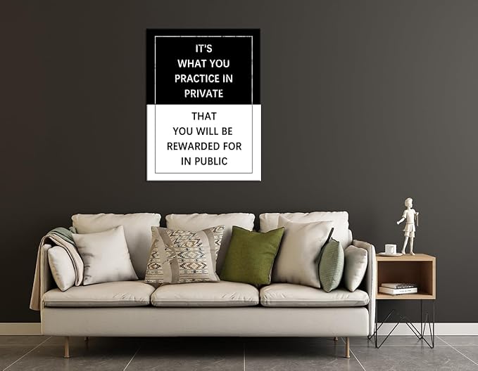 Practice Inspirational Wall Art Entrepreneur Quote Exercise Motivational Poster Canvas Painting Prints Wall Pictures for Living Room Office Home Decor Framed Artwork [30''W x 40''H]
