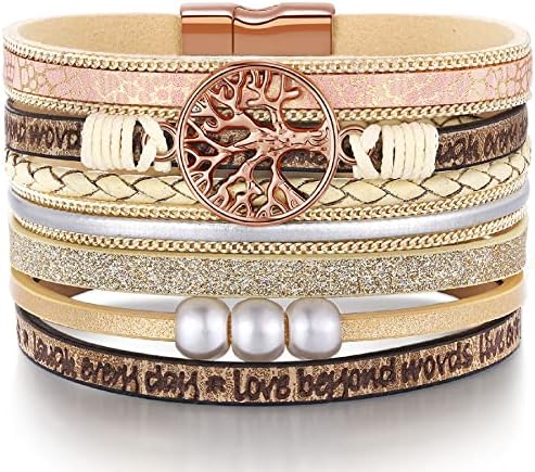 Desimtion Leather Wrap Bracelets for Women, Hidden Inspirational Message by DESIMTION