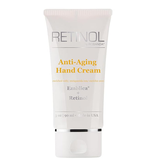 Robanda Retinol Anti-Aging Hand Cream - Hydrating & Moisturizing Hand Lotion with Anti-Aging Formula to Help Prevent Wrinkles & Reduce Fine Lines, 3 oz, Lightly Scented