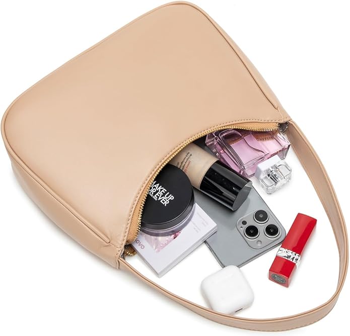 Shoulder Bags for Women, Cute Hobo Tote Handbag Mini Clutch Purse with Zipper Closure