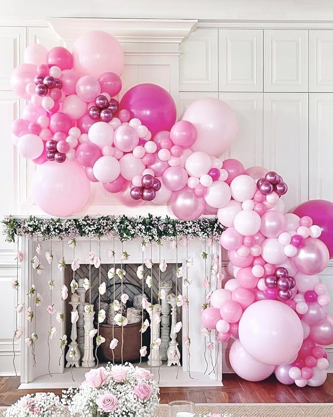 Bezente Pastel Pink Balloons 36 Inch - 8 Pack Large Thick Big Round Pink Latex Balloon for Bridal Shower Gender Reveal Wedding Graduation Anniversary Party Decoration