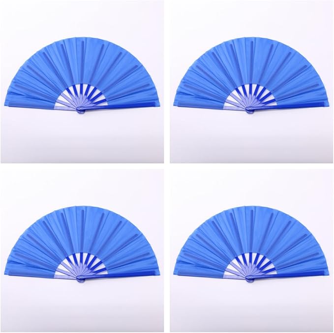 Plastic 13inch Large Rave Fan Popping Fan Clacking Fans for Line Dancing,Hand Fans for Women Foldable,Outdoor,Wedding,Party (Blue-4)