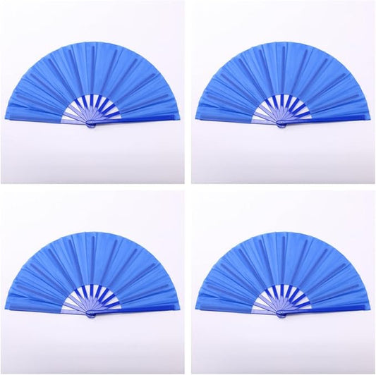 Plastic 13inch Large Rave Fan Popping Fan Clacking Fans for Line Dancing,Hand Fans for Women Foldable,Outdoor,Wedding,Party (Blue-4)