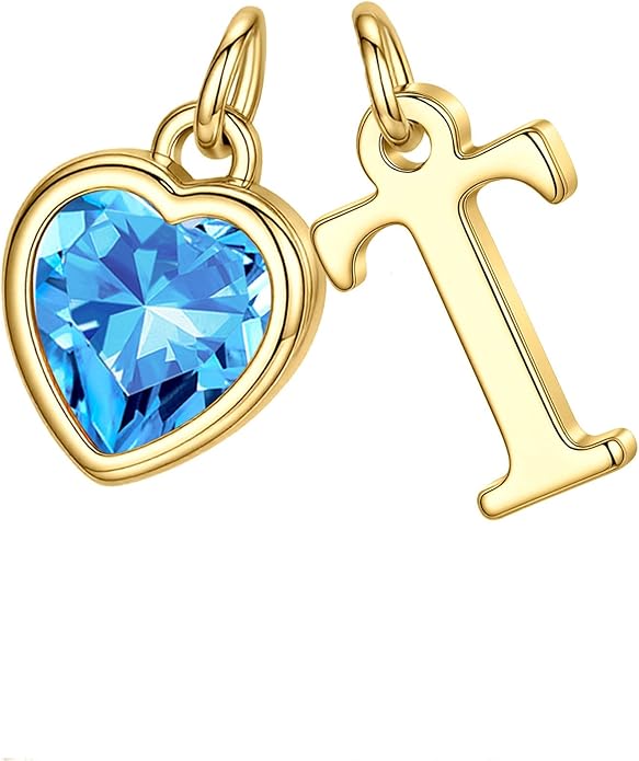 Turandoss Valentines Day Gifts for Her Trendy, Dainty 14K Gold Plated Initial A-Z Heart Birthstone Pendant Necklace Personalized Bridesmaid Birthday Valentines Jewelry Gifts for Women Girls