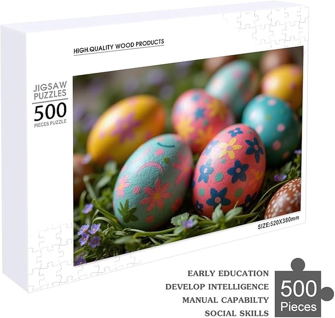 Wooden Puzzle - Easter Eggs Jigsaw Puzzles，Wooden Puzzles for Adults 500 Pieces Challenge Puzzles，Educational Games，Family Puzzles，Unique Gifts for Wall Art,Funnny Puzzles