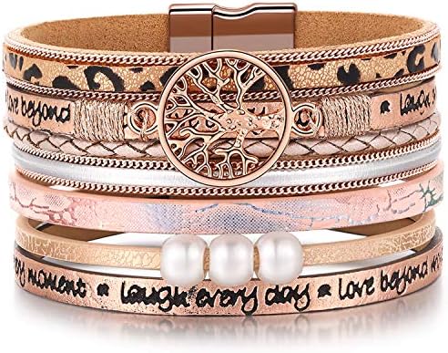 Desimtion Leather Wrap Bracelets for Women, Hidden Inspirational Message by DESIMTION