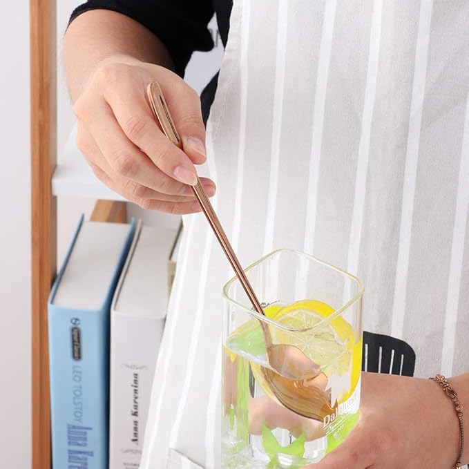 Buyer Star Long Handle Iced Tea Spoons Set of 6, 8 inch 18/10 Coffee Spoon Sets for Mixing, Cocktail Stirring, Tea, Coffee, Milkshake, Cold Drink
